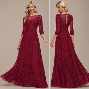 JJs House Mother Of The Bride Dress Red Sequin Details 16